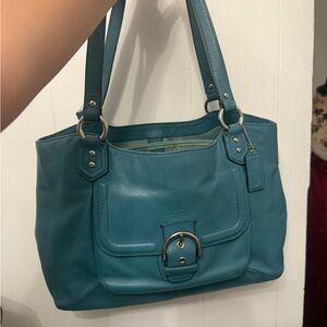Coach blue Leather Tote Bag